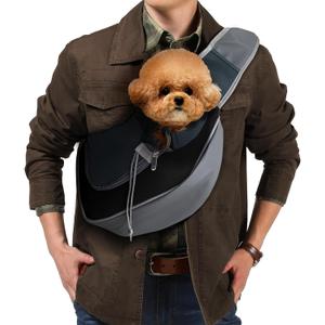 Dog Sling Carrier for Pooch Doggy Yorkie Chihuahua Baby, Travel Front Backpack Chest Body Holder Pack to Wear, Large, Black (16.5"L x 10.2"W x 2.0"H)