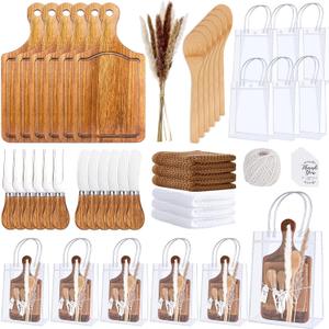 Baby Shower Prizes for Game Winners Baby Shower Games Prizes 6 Sets Square Acacia Wood Cheese Board Towel Thank You Card and Gift Bags Wedding Bridal Shower Favors for Guests