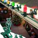 C7 C9 Christmas Lights Spring Clips, 25 Count Holiday Lights Quick Spring Clips, Shatterproof Shingle and Gutter Clips for E12, E17Socket, Rope Lights Roofline Fence Railing Mantel Christmas Trees (Green)