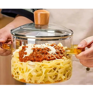 Clear Cooking Pots 1.5L(50oz) High Borosilicate Cooking Pot, Cooking Pots for Stove Top Glass Saucepan, Glass Pot With Lid for Cooking Noodle, Soup, Milk,Tea