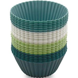 24 Pack Silicone Baking Cups Reusable Muffin Liners Non-Stick Cup Cake Molds Set Cupcake Silicone Liner Standard Size Silicone Cupcake Holder Silicon Cups for Baking Bpa Free (4 Colors) (Morandi)