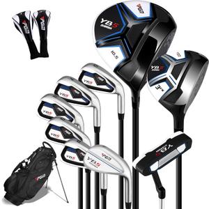 PGM Men's Complete Golf Club Sets -  2 Wood (#1,3), 6 Irons(#,6,7,8,9,PW, 56° ), 1 Putter - Golf Stand Bag - Right Handed - Ideal for Beginners - Graphite
