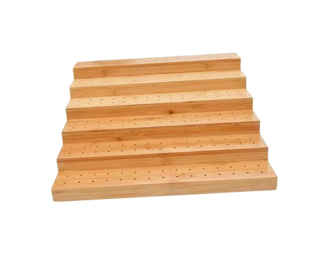 Restaurantware-Multi Level Rectangular Bamboo Food Skewer Holder: Perfect for Cocktail Parties and Catering Events - Six Level Biodegradable Pick Stand and Food Display - 180 Holes - 1-CT