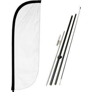 LookOurWay Feather Flag Pole Kit - 7 Feet Tall Advertising Flag Banner with Fiberglass Pole Set and Ground Spike for Business Promotion - Solid Colors - White