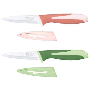 EANINNO Paring Knife with Cover Silicone Handle, 2 PCS Small Kitchen Paring Knives Set 3.5" Sharp for Fruit Vegetable Peeling Cutting, Stainless Steel