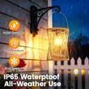 Solar Lanterns Outdoor Waterproof 2 Pack, Upgraded Rattan Hanging Solar Lights for Outside with Handle, Bright Auto On/Off Decorative Outdoor Lanterns for Patio Garden Yard Porch, Gifts for Mom