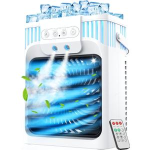 Portable Air Conditioners, 3 Speeds, 3 Mist Settings, 40oz Large Water Tank, 2~8h Timer & 7-color Ambient Lights, Air Conditioner Portable, Personal Small Mini Air Cooler for Room Bedroom Portable Air Conditioners, 3 Speeds, 3 Mist Settings, 40oz Large Water Tank, 2~8h Timer & 7-color Ambient Lights, Air Conditioner Portable, Personal Small Mini Air Cooler for Room Bedroom