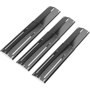 Universal replacement heavy duty adjustable heat plate shield,Burner cover,Flavorizer bar,heat Tent,Flamer tamer for gas grill models,Extends from 11.75"up to 21"L (Porcelain Steel, 3 Pack)