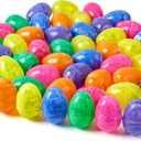 JOYIN 72 Pcs Plastic Iridescent Printed Bright Easter Eggs 3.15" Tall for Easter Hunt, Basket Stuffers Fillers, Classroom Prize Supplies, Filling Treats and Party Favor