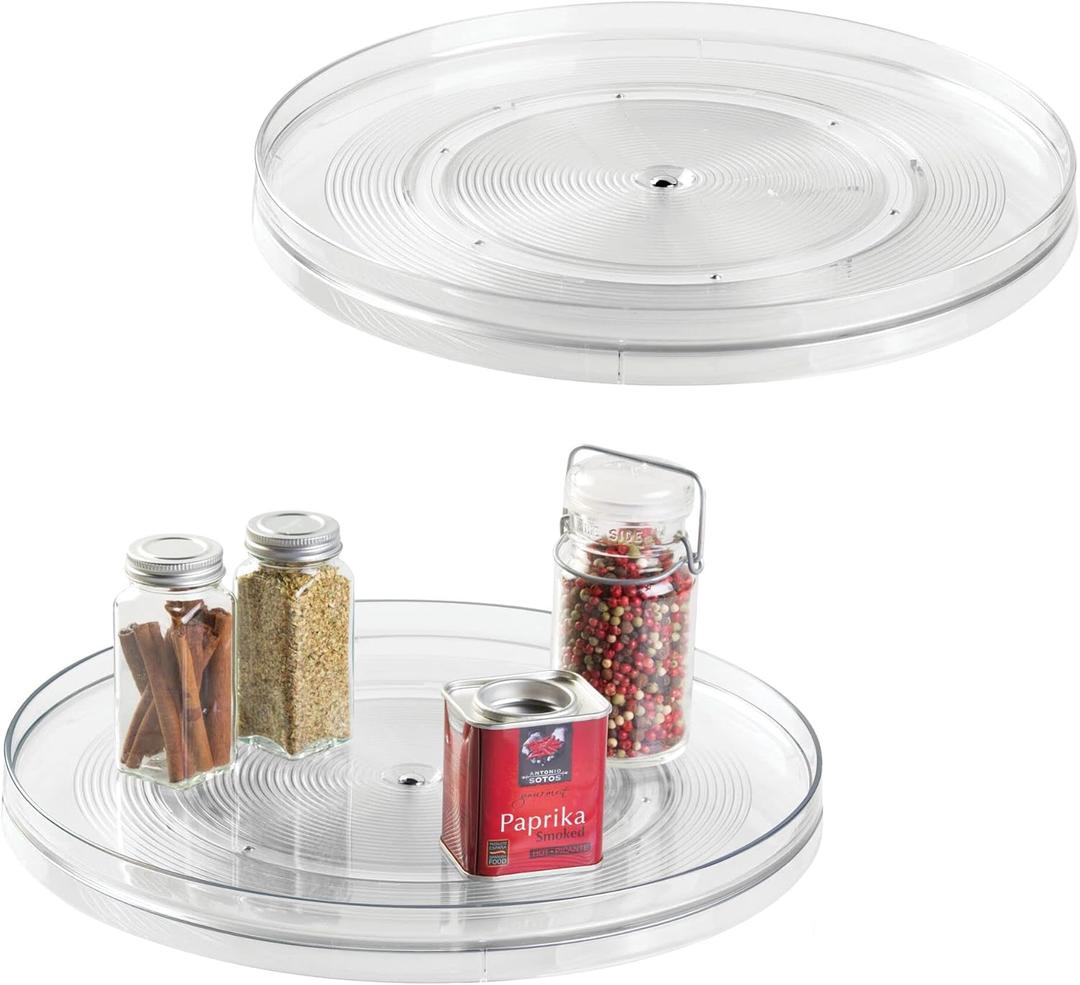 iDesign 14.5-Inch Lazy Susan Organizer - Large Lazy Susan Turntable for Cabinet or Pantry, 2-Pack, Clear