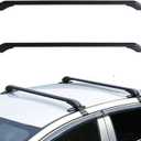 munirater Universal 43.3 inch Black Roof Rack Cross Bar Top Luggage Aluminum Carrier Adjustable Window Frame 2Pcs