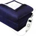 Heated Blanket Electric Throw 9 Hours Auto Off Throws 10 Heating Setting ETL Certificated Blankets Beige 5060 (Navy)