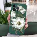 for iPhone 15 Pro Max Case Anti Scratch Soft Microfiber Lining, Soft Shockproof Slim Fit Floral for iPhone 15 Pro Max Phone Cover 6.7 inch-Cotton Green