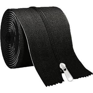 HOMEANING 1PC 3 inch x 7 ft Black Heavy Duty Zipper for Tarp, Wall, Rust-Resistant and Waterproof, Double-Side Indoor Outdoor Dust Barriers Peel, Excellent Air Tightness
