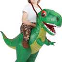 One Casa Inflatable Costume Dinosaur Riding T Rex Air Blow up Funny Party Halloween Costume for Kids