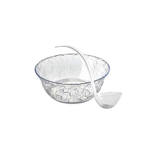 S.G Premium Quality Plastic Punch Bowl with Ladle - 2 Gallon Punch Bowl with Ladle - Embroidered Design 8 Quart large Serving Bowl with 5 oz Plastic Serving Ladle/Spoon for Parties, Holidays, and more: Punch Bowls