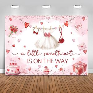Sweetheart Baby Shower Backdrop 7x5ft Valentines Baby Shower Party Decorations Background A Little Sweetheart is On The Way Banner Photo Booth Props