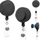2 Pcs Retractable Magnetic Badge Reel, Diamond Design Strong Magnetic Badge Holder, Name ID Tag Clip with 24 Inch Pull Cord for Nurses Teachers Office Staff (Black)