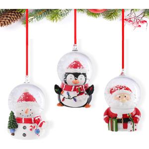 Yinns Christmas Tree Ornament, Mini Christmas Snow Globe Santa Claus and Snow Man Christma Tree Snow Globe Hanging Decoration for Christmas Tree Table Decor 3 Pack