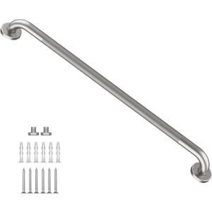 Brushed Nickel Shower Grab Bar w/Anti-Slip Knurled Grip 36 Inch, Zepolu Stainless Steel Bathroom Grab Bars, Safety Bar Balanced Handrail, Handicap Injury Elderly Senior Assist Support Shower Handle