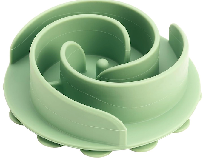 Slow Feeder Dog Bowls Insert, Bestalk Soft Silicone Slow Eating Feeder Insert with Suction Cups for Small, Medium and Large Dogs, Fit into Basic and Elevated Dog Bowls, Green