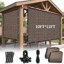 2 Pcs 90% Sun Shade Cloth with Grommets 10' x 12' Pergola Shade Patio Replacement UV Block Privacy Screen Mocha Canopy Porch Cover Enclosure for Outdoor Patio Garden Carport Backyard(Mocha)