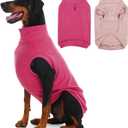 IECOii 2 Pack 4XL Dog Fleece Vest Sweater, Warm Stretchy Doberman Fleece Jacket with Leash Hole for Large Dogs - Winter & Fall Soft Pullover(Size XXXXL, Rose Red & Dusty Pink) (XXXX-Large(Chest Girth: 30.7"))