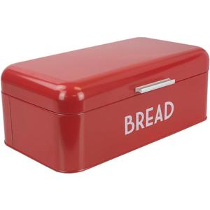 Home Basics Grove Bread Box For Kitchen Counter Dry Food Storage Container, Bread Bin, Store Bread Loaf, Dinner Rolls, Pastries, Baked Goods & More, Retro Vintage Design, Red