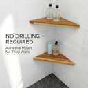 Wooden Corner Shower Shelf Triangular Corner Shelf Wooden Bathroom Shelf for Tiled Wall, 2 Pack Shower Corner Shelf, No Drilling Requied