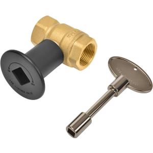 Skyflame 3/4 Inch Straight Gas Key Valve Kit for Fire Pit Fireplace with Flat Black Flange, and 3 Inches Universal Key