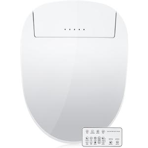 ZMJH A201S Bidet Toilet Seat, Electric Smart Heated Seat with Slow Closes, Vortex Wash, Warm Dryer, Rear and Front Wash, Warm Water, Remote Control, and Night Light, White (Elongated)