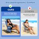 2 Pack Lightweight Portable Beach Chair for Adults, 350 LBS Capacity Backpack Beach Chair, Reclining Beach Chair with 5-Position Lay Flat, Large Cup Holder for Beach Camping Sports