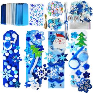 MLOLM 36 Sets Snowflake Bookmark Craft Kit Christmas Winter Crafts DIY Winter Bookmarks Gift Snowflake Foam Stickers Arts and Crafts for Holiday Home Activities