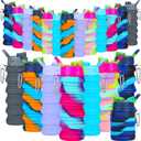 Sunnyray Collapsible Water Bottles Bulk Foldable Water Bottles 17oz Silicone Portable Leak Proof Reusable Sports with Clip for Travel Hiking Camping Outdoor (Camouflage,20 Pack)