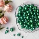 400Pcs Green Vase Filler Pearl Beads for Centerpieces Vases, No Hole Faux Polish Pearls for Floating Candle Home Birthday Wedding Party Table Decor8/14/20mm