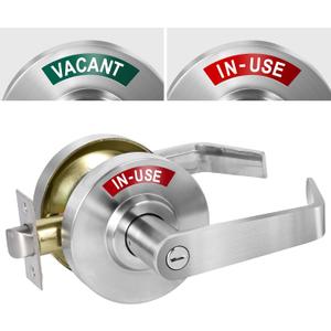 Commercial Door Handle for Restroom, Vacant Occupied Bathroom Lock, Occupied Door Handle, Privacy Indicator Door knob for Public & Industrial Buildings (Satin Chrome)