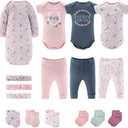 The Peanutshell Baby Layette Gift Set for Girls - 16 Piece New Born Girl Gift Set, Baby Clothes, 0-9 Months - Prairie Floral