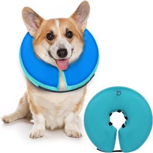MIDOG Soft Inflatable Dog Cone,Donut Prevents Licking, Allowing Normal Eating & Vision,Comfortable Recovery Collar for Small Medium Large Dogs&Cats,GreenL