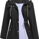 Hount Women Rain Jacket Lightweight Waterproof Raincoat Lined Outdoor Hooded Windbreaker Trench Coat, Small, Black