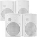 STUDIOFINIX 800W 6.5 Inch Bluetooth Outdoor Speakers Waterproof Wired with Multifunctional Amplifier Wall Mount Weatherproof Loudspeaker System for Patio Garden Poolside Home (4 Speakers,White)