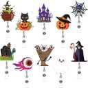 10 Pack Halloween Nurse Badge Reels Funny ID Badge Holders Retractable Clip for Teacher Office Workers Nursing Student