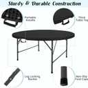 Fivenl 5 FT Round Folding Tables Black Foldable Table, Fold-in-Half with Carrying Handle Portable Plastic Table for Party, Dining, Wedding, Camping, Picnic, Indoor Outdoor Events (Black)