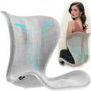 Ergonomic Lumbar Support Backrest Seat Cushion, Lower Waist Posture Corrector for Office Chair Long Sitting Desk Work, Gaming, Reading, One Piece Extra Large Back Straightener for Adult, Light Gray