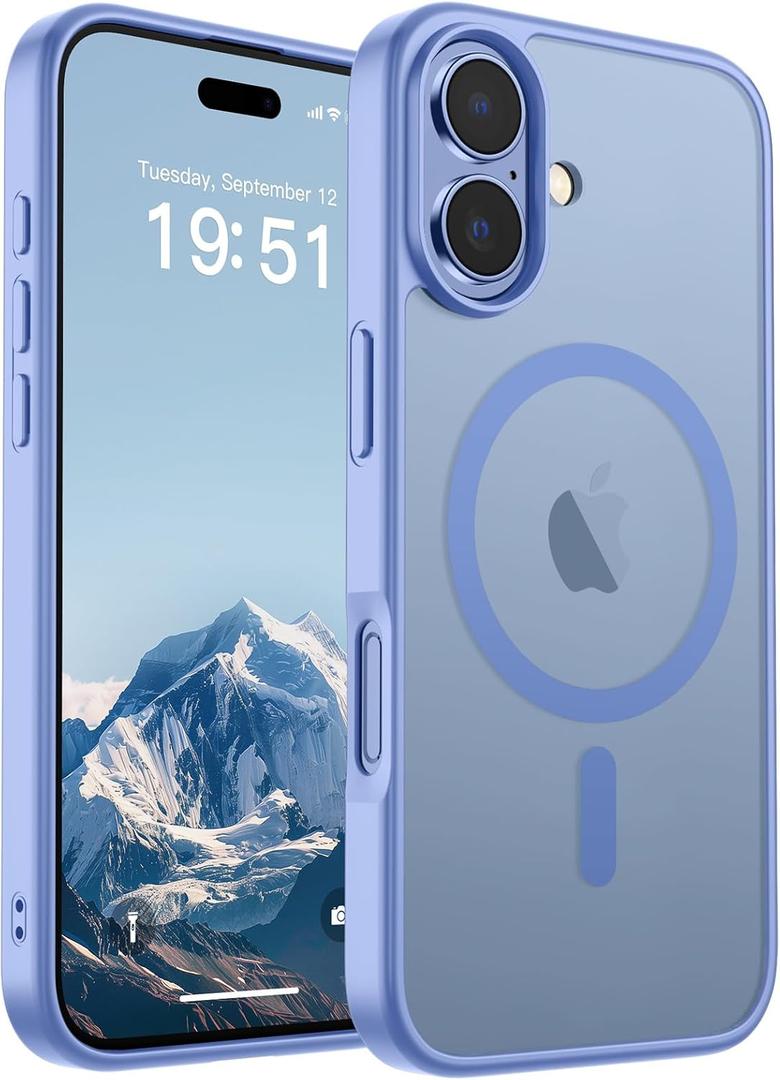 SUPFINE Magnetic for iPhone 17 Case (Compatible with MagSafe)(Military Grade Drop Protection) Translucent Matte Shockproof with Anti-Fingerprint Phone Cover 2025,Blue Purple