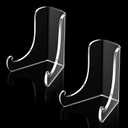 Chunful 2 Pieces Acrylic Plate Stands Clear Acrylic Easels Display Stands with Deep Support Shelves for Display Card Holder Photos Book Picture Table Top Holder Home Decors (3.5 x 3.5 x 4.5 Inch)