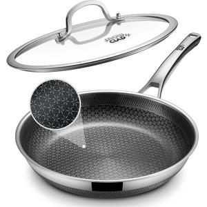 SNOWCLAD Non Stick Frying Pans,12-Inch Stainless Steel Skillet,Pan with Lid