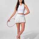 Pleated Tennis Skirts for Women with Shorts Pockets Mini Side Slit High Waisted Athletic Golf Workout Skirt Skort (White, M)