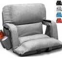 yeyeeyyee Wide Stadium Seats with Back Support, Exclusive Sofa Style Design Extra Thick Bleacher Chairs with Back and Cushion, 6 Reclining Positions - Ultimate Comfort for Sports Events (Grey, 25")