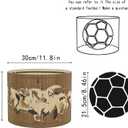 Vintage Bamboo Lamp Shade with Birds and Floral Design, Cylindrical Shape, 30x23cm, Compatible with Table and Floor Lamps (Art Deco D)