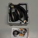 Riwbox Bluetooth Headphones, XBT-80 Folding Stereo Wireless Bluetooth Headphones Over Ear with Microphone and Volume Control, Wireless and Wired Headset for PC/Cell Phones/TV/iPad (Black Gold)